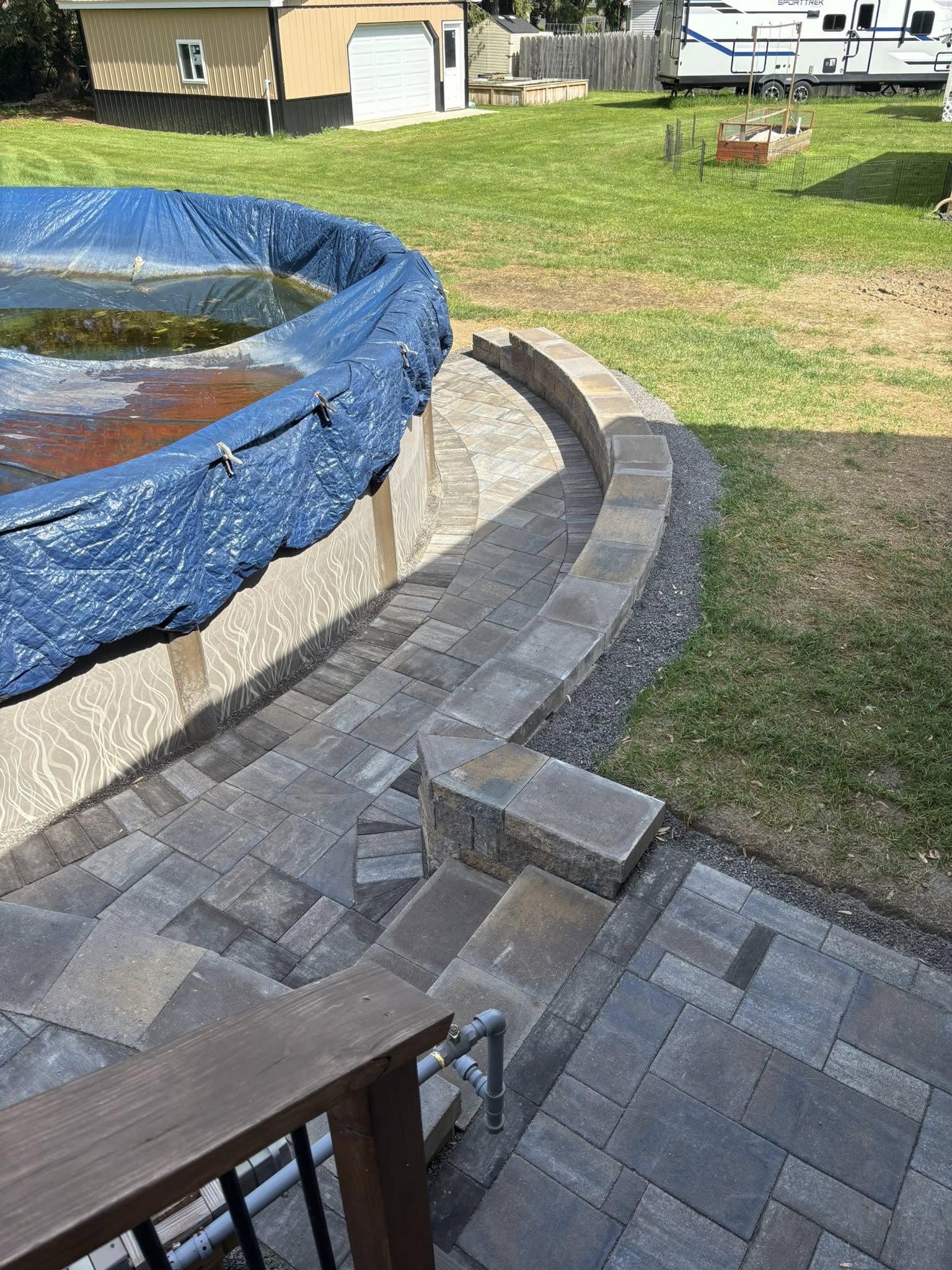 Pool Surround and Curved Paver Install